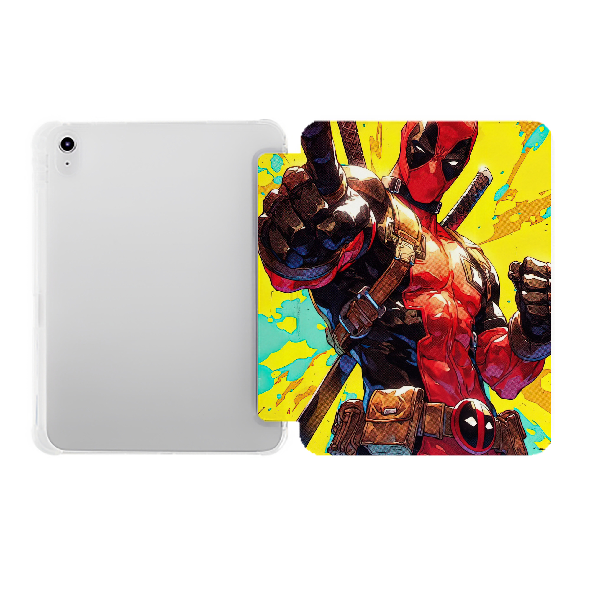 （画像用） Deadpool デッドプール IPad ケース ペン収納付き 三つ折りスタンド PUレザー×シリコン 対応機種9.5/10.5/10.9インチ